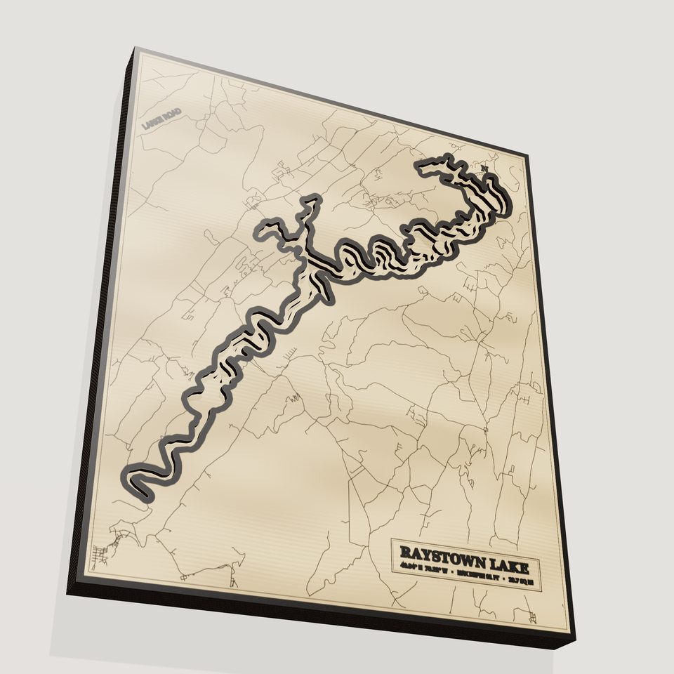 Raystown Lake 3D wood map, angle low view