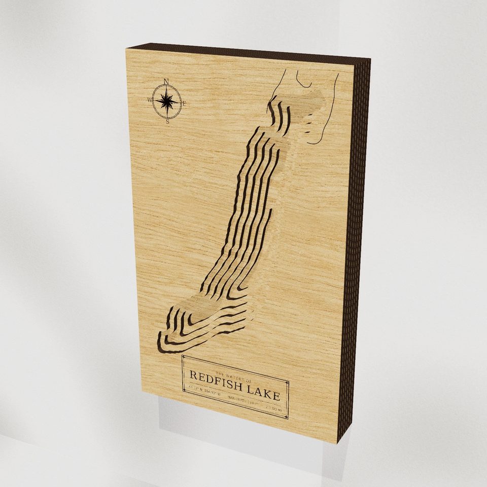 Redfish Lake 3D wood map, hero view
