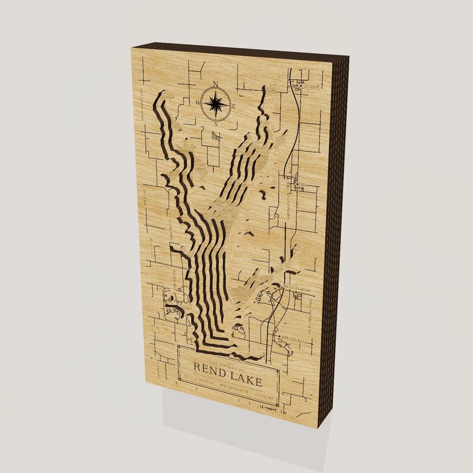 Rend Lake 3D wood map, hero view