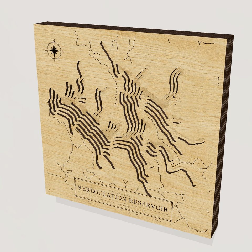 Reregulation Reservoir 3D wood map, hero view