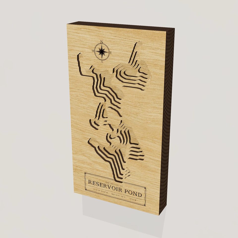 Reservoir Pond 3D wood map, hero view