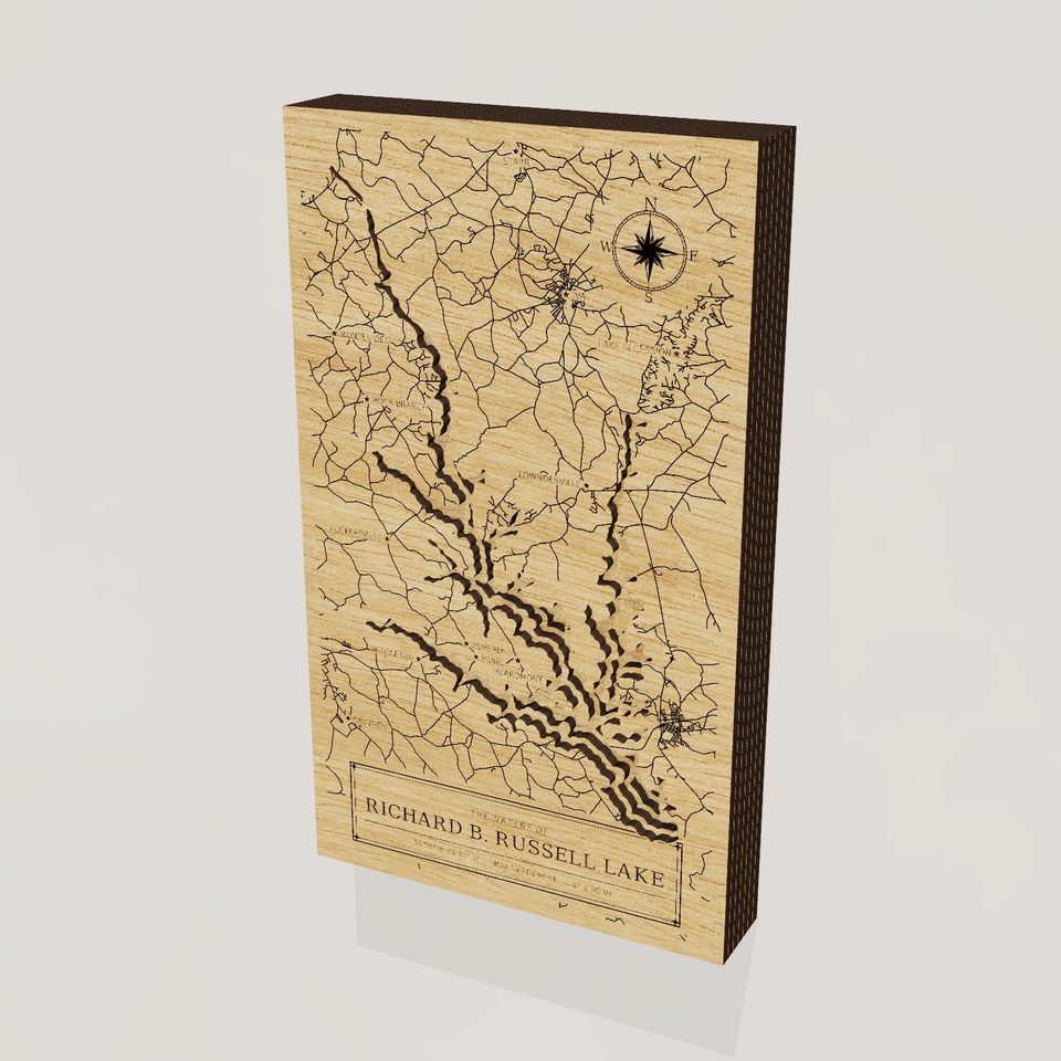 Richard B. Russell Lake 3D wood map, hero view