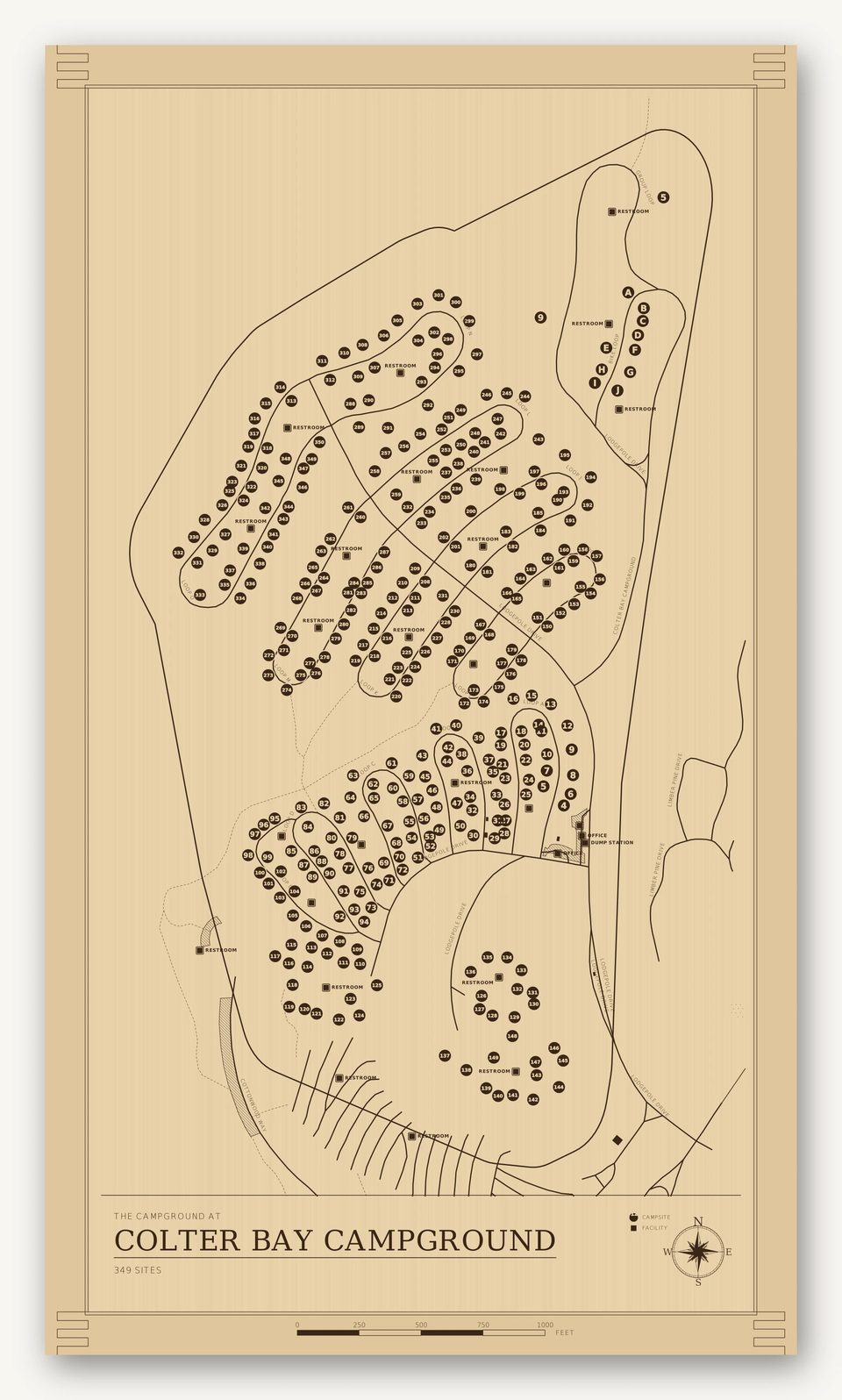 Colter Bay Campground map, card view