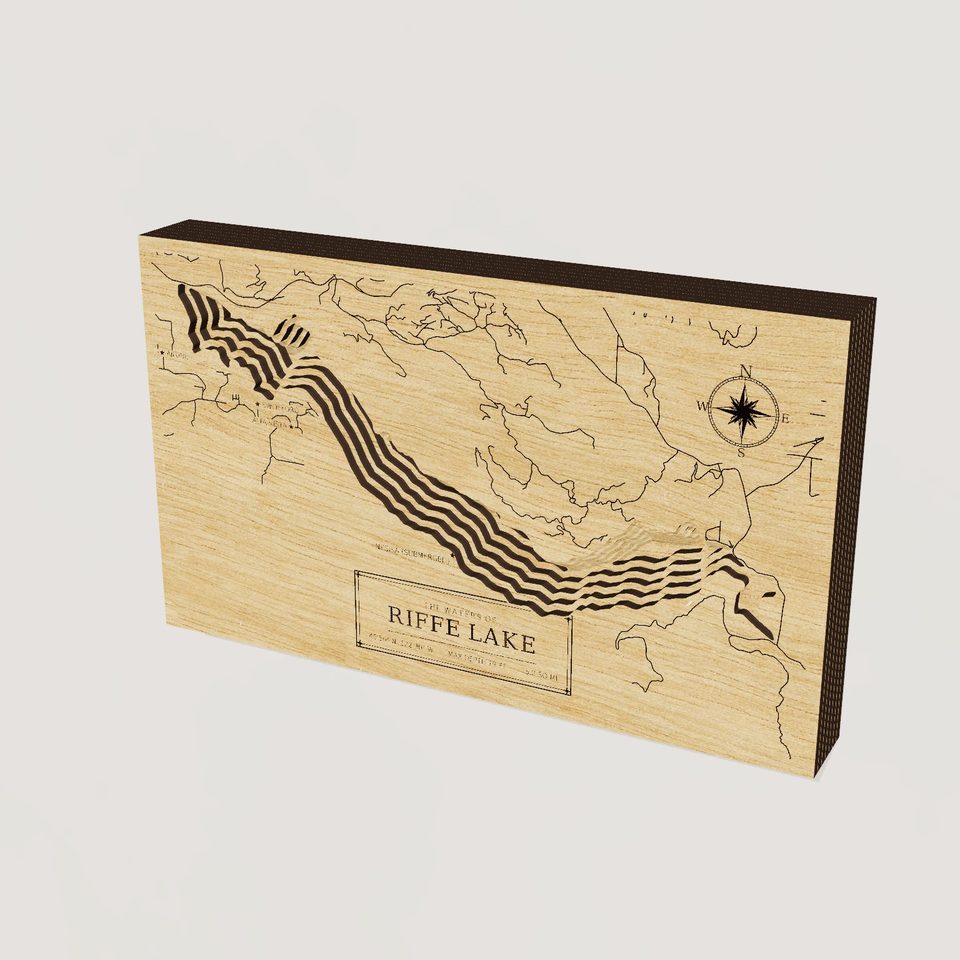 Riffe Lake 3D wood map, hero view