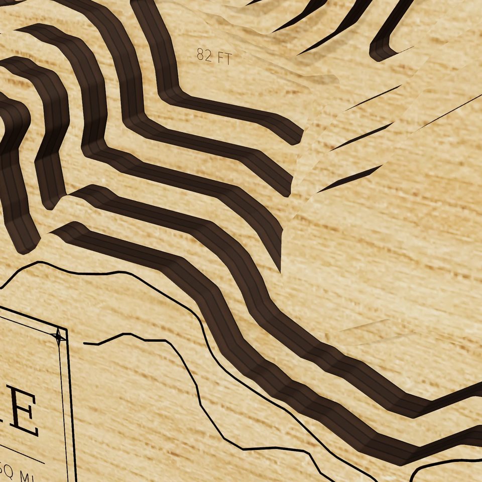 Rimrock Lake 3D wood map, detail view