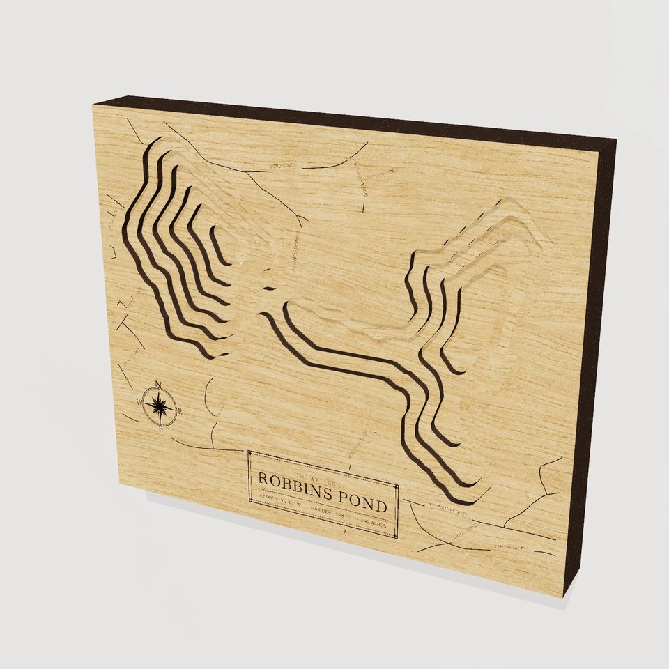 Robbins Pond 3D wood map, hero view