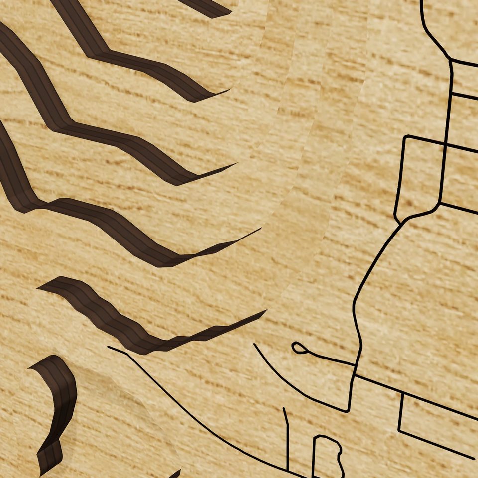 Rock Lake 3D wood map, detail view