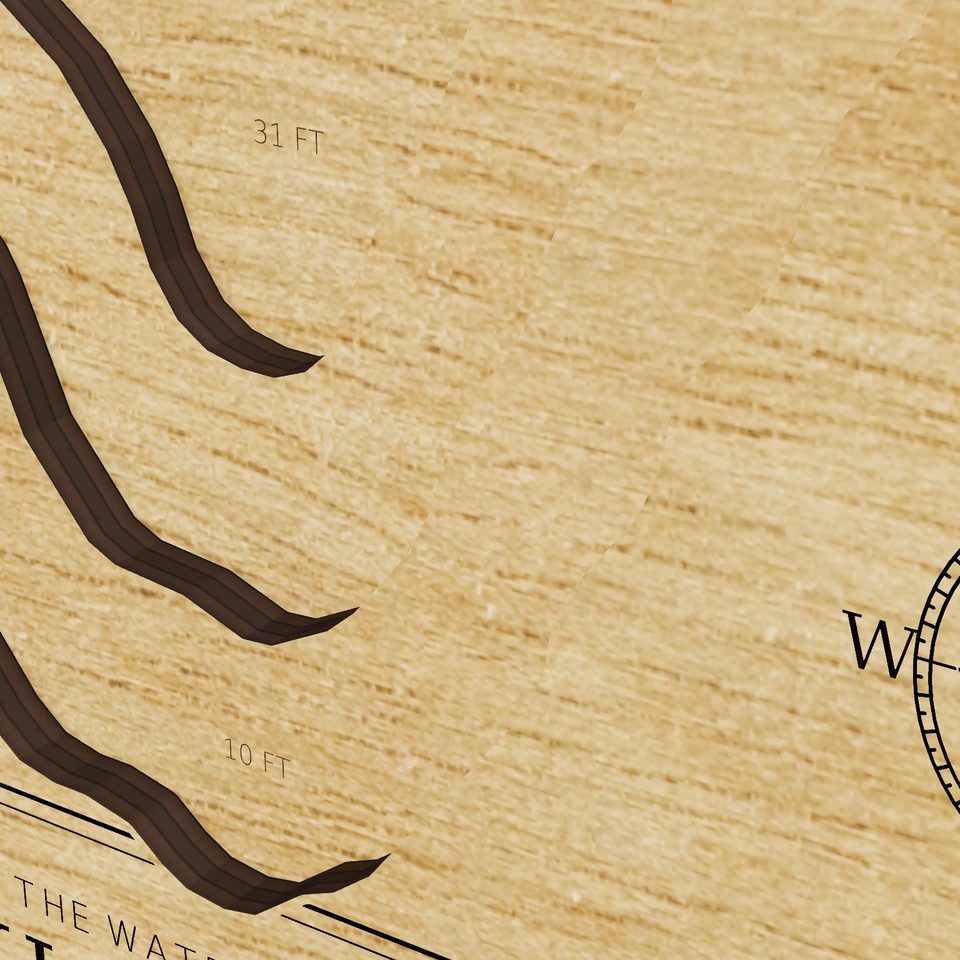 Rockland Lake 3D wood map, detail view