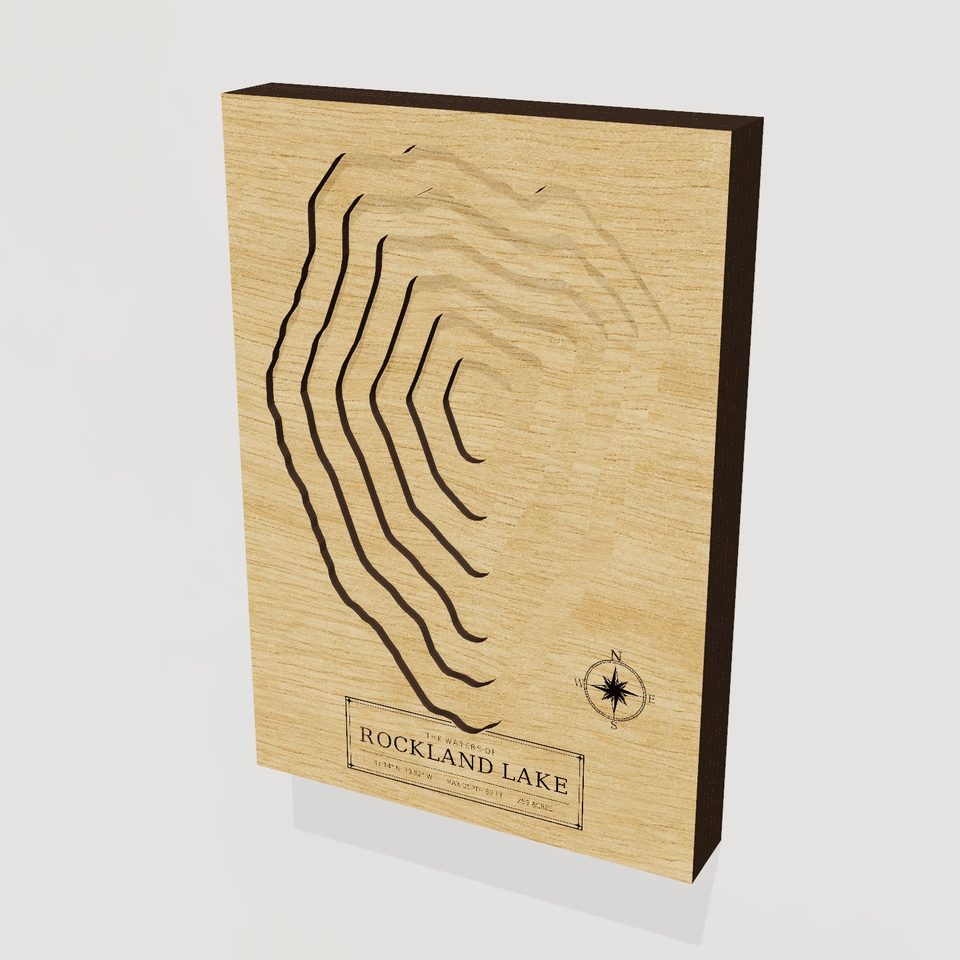 Rockland Lake 3D wood map, hero view