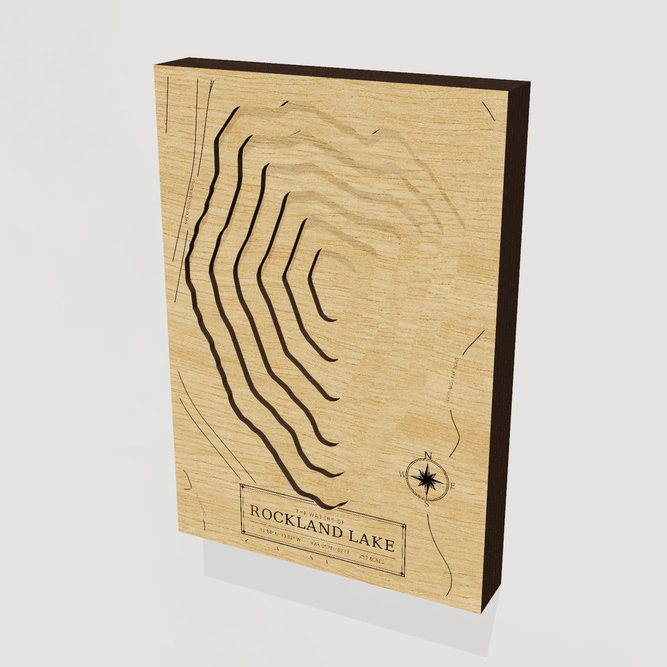 Rockland Lake 3D wood map, hero view