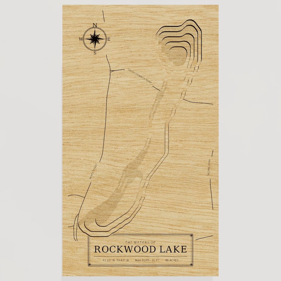 Rockwood Lake 3D wood map, front view