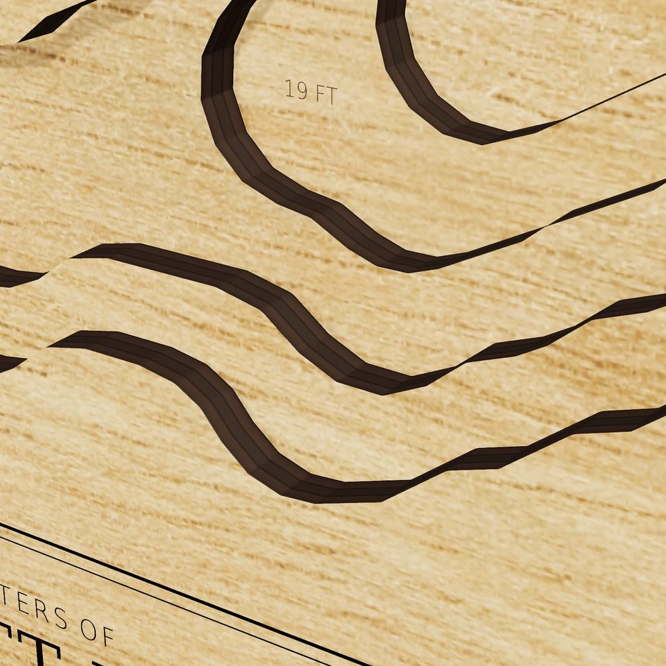 Ross Barnett Reservoir 3D wood map, detail view