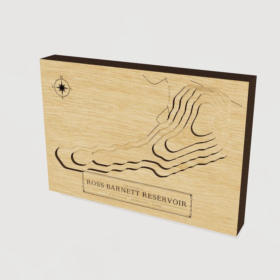 Ross Barnett Reservoir 3D wood map, hero view