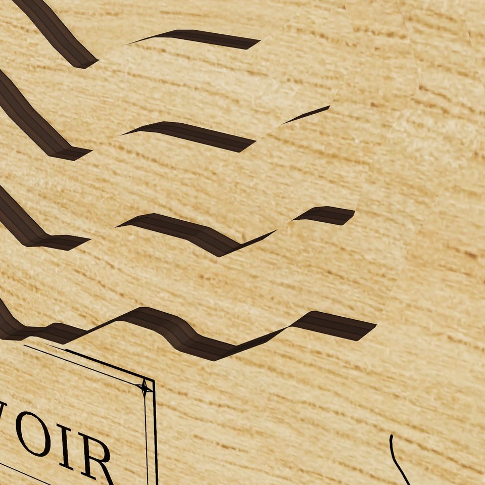 Round Valley Reservoir 3D wood map, detail view