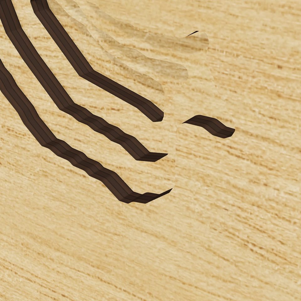 Rush Lake 3D wood map, detail view