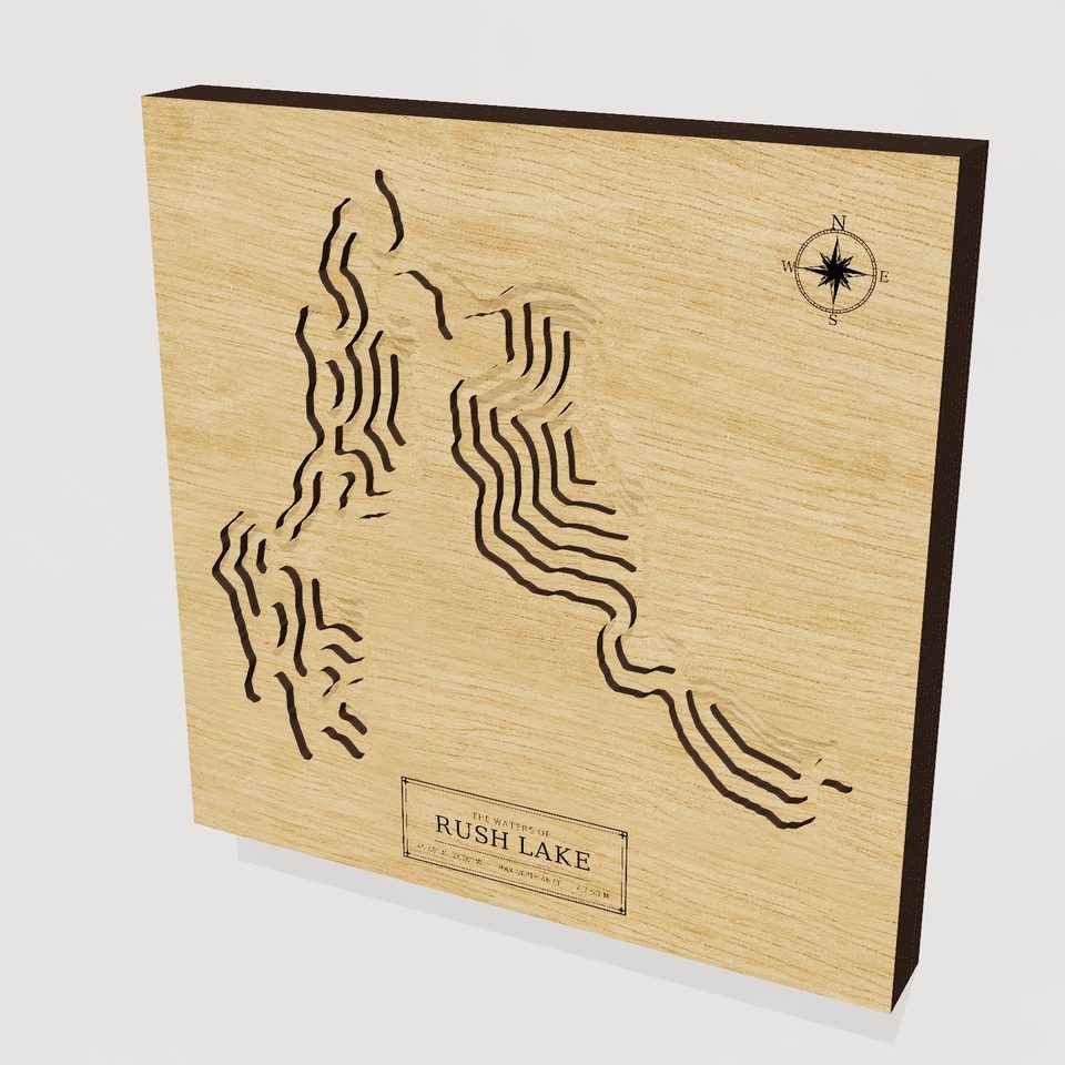 Rush Lake 3D wood map, hero view