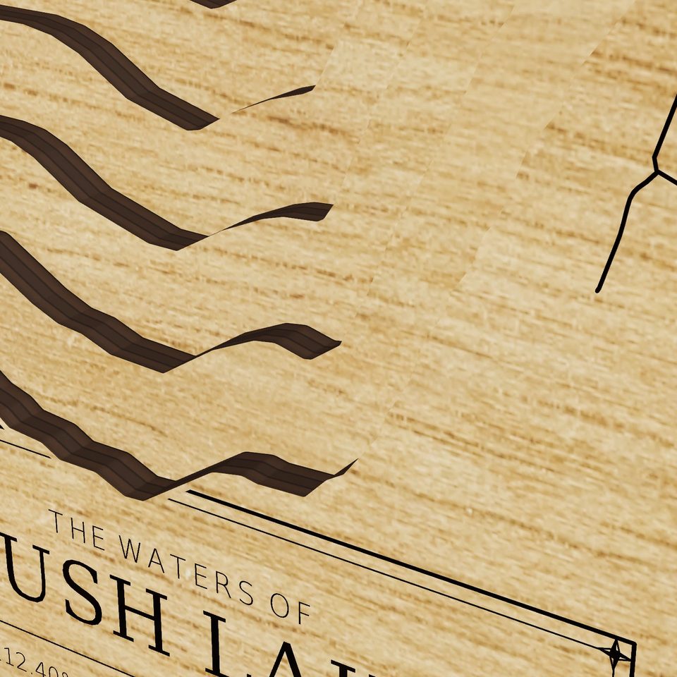 Rush Lake 3D wood map, detail view