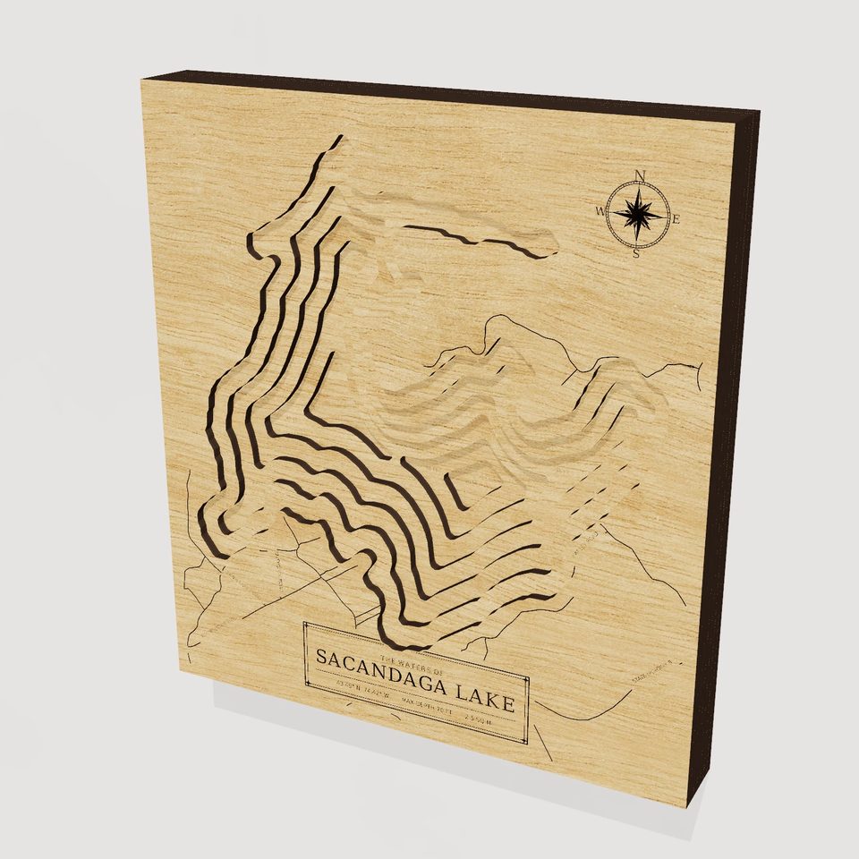 Sacandaga Lake 3D wood map, hero view