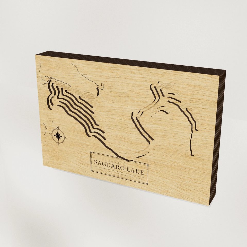 Saguaro Lake 3D wood map, hero view