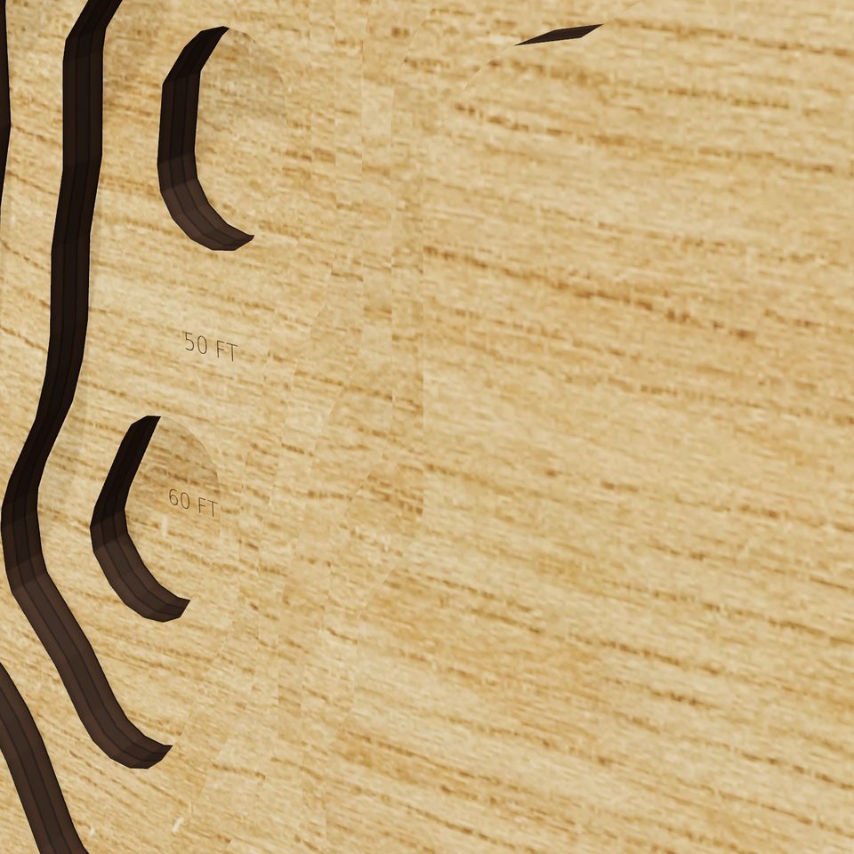 Saint Josephs Lake 3D wood map, detail view