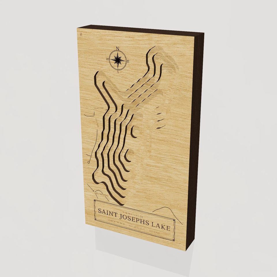 Saint Josephs Lake 3D wood map, hero view