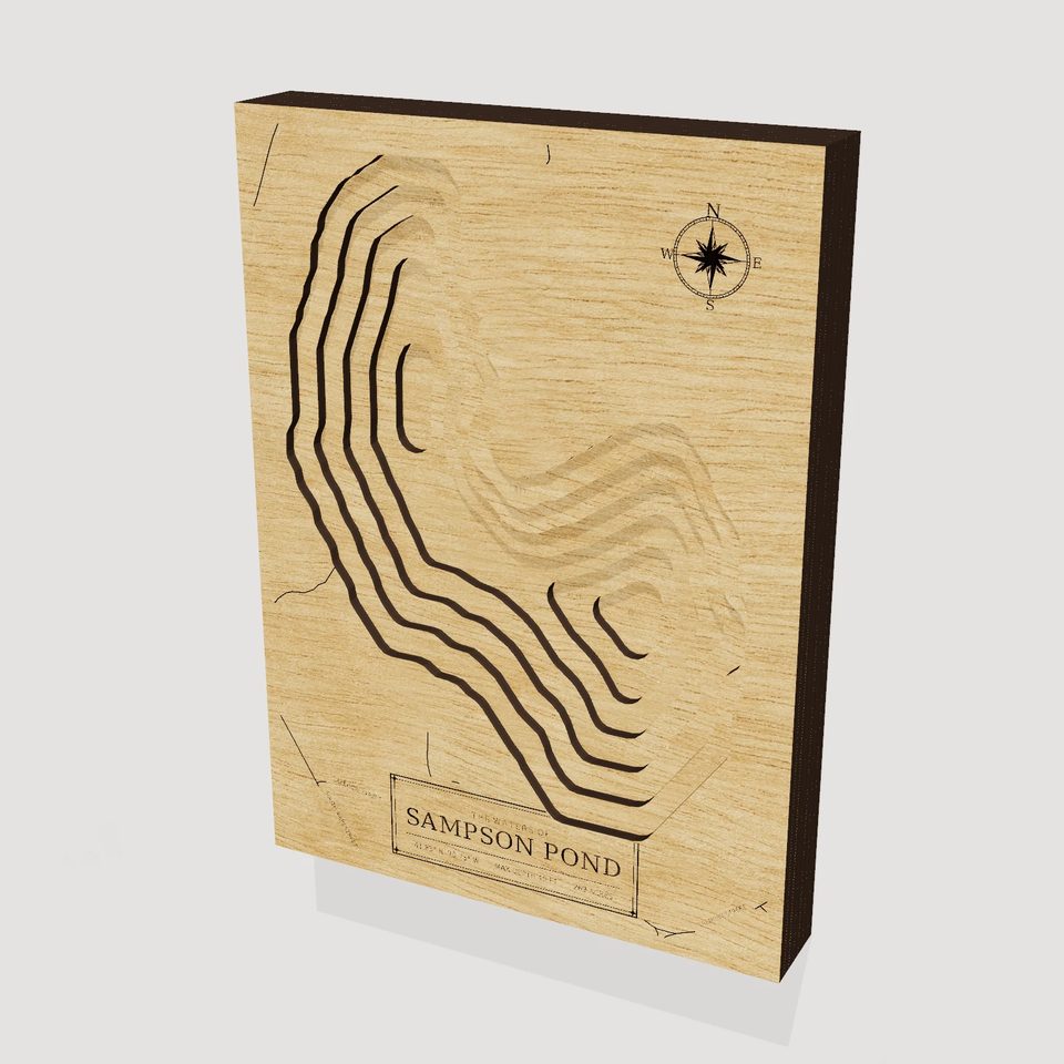 Sampson Pond 3D wood map, hero view