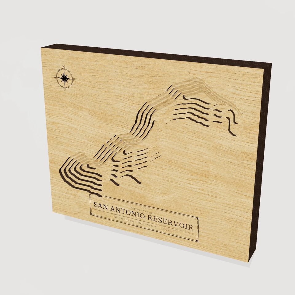 San Antonio Reservoir 3D wood map, hero view
