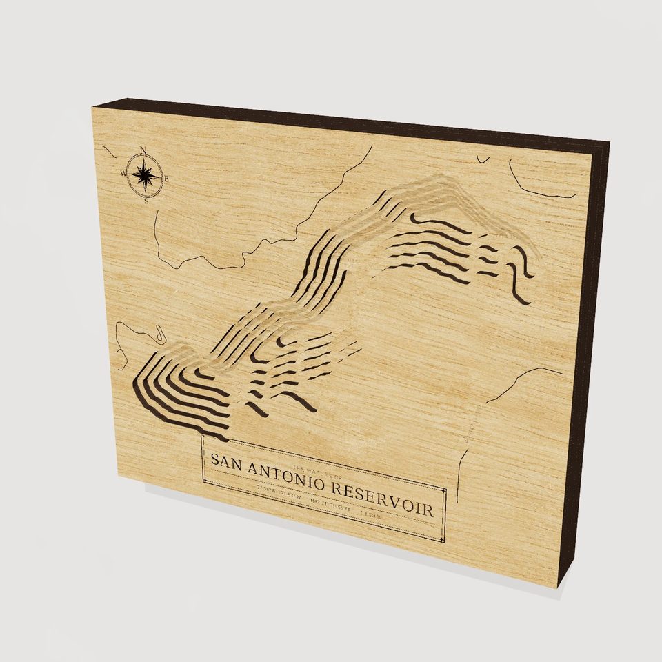 San Antonio Reservoir 3D wood map, hero view