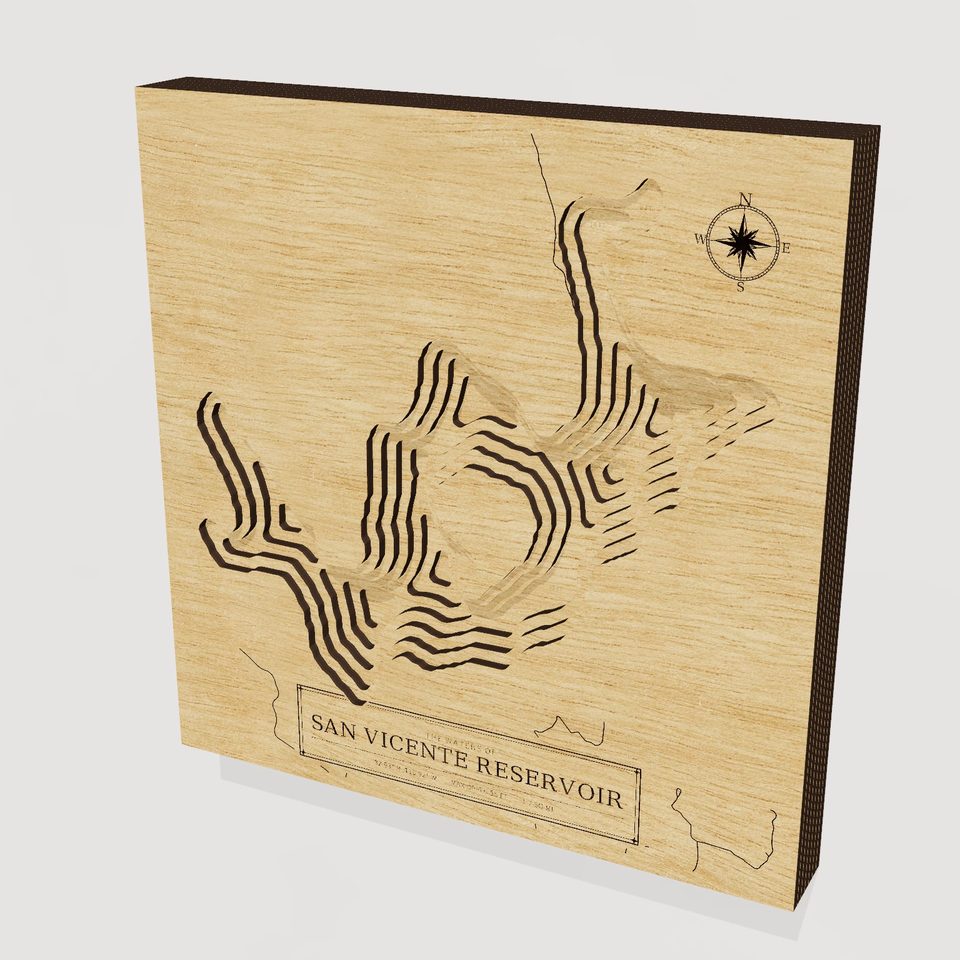 San Vicente Reservoir 3D wood map, hero view