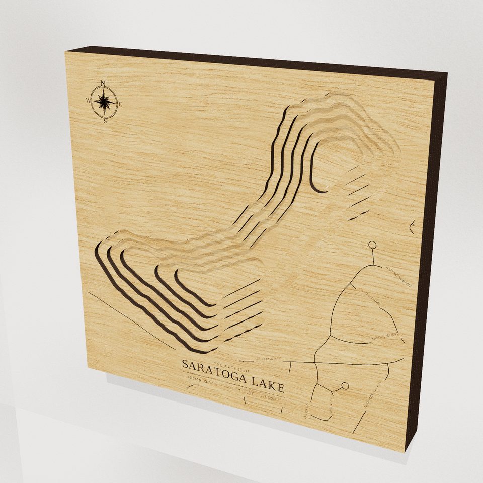 Saratoga Lake 3D wood map, hero view