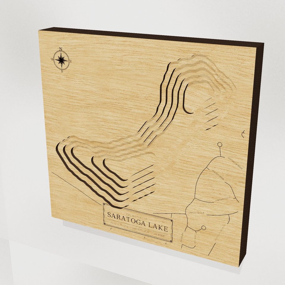 Saratoga Lake 3D wood map, hero view