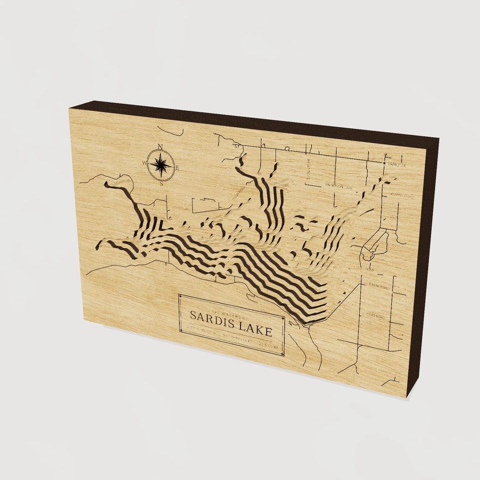 Sardis Lake 3D wood map, hero view