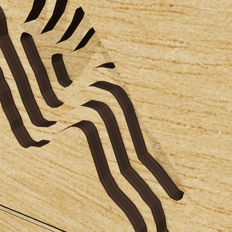 Saugatuck Reservoir 3D wood map, detail view