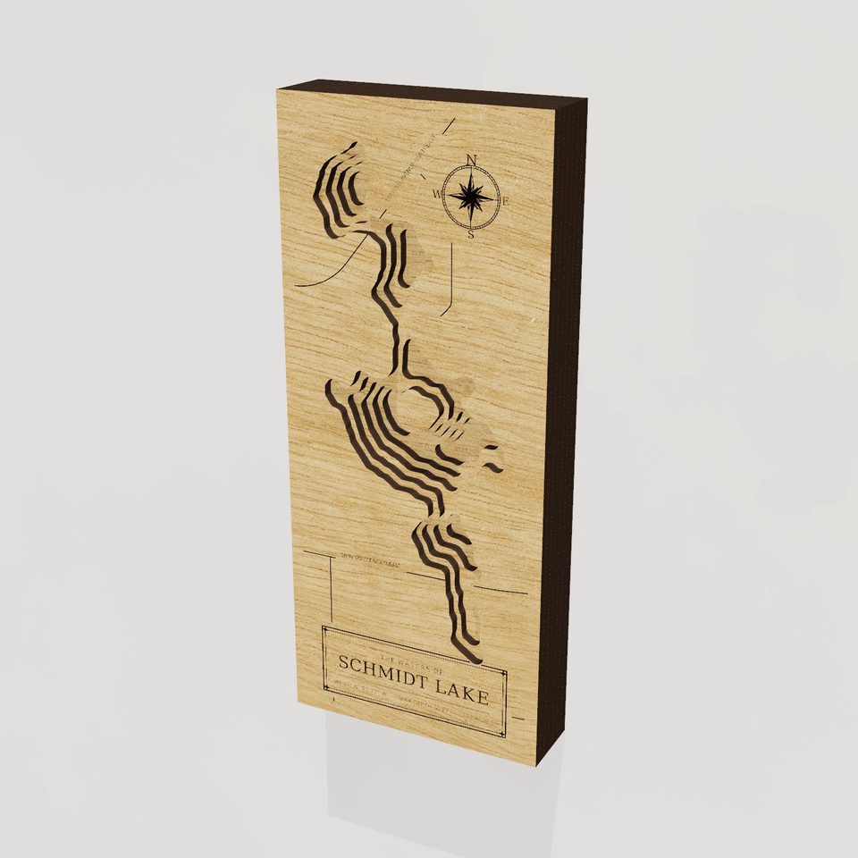 Schmidt Lake 3D wood map, hero view