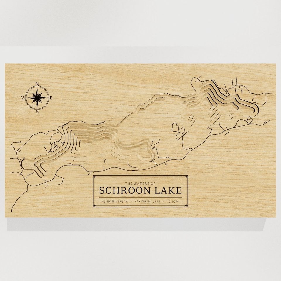 Schroon Lake 3D wood map, front view