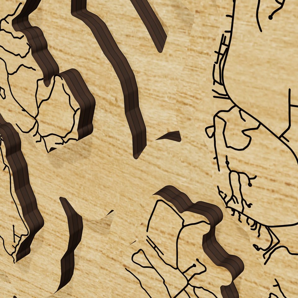 Sebago Lake 3D wood map, detail view