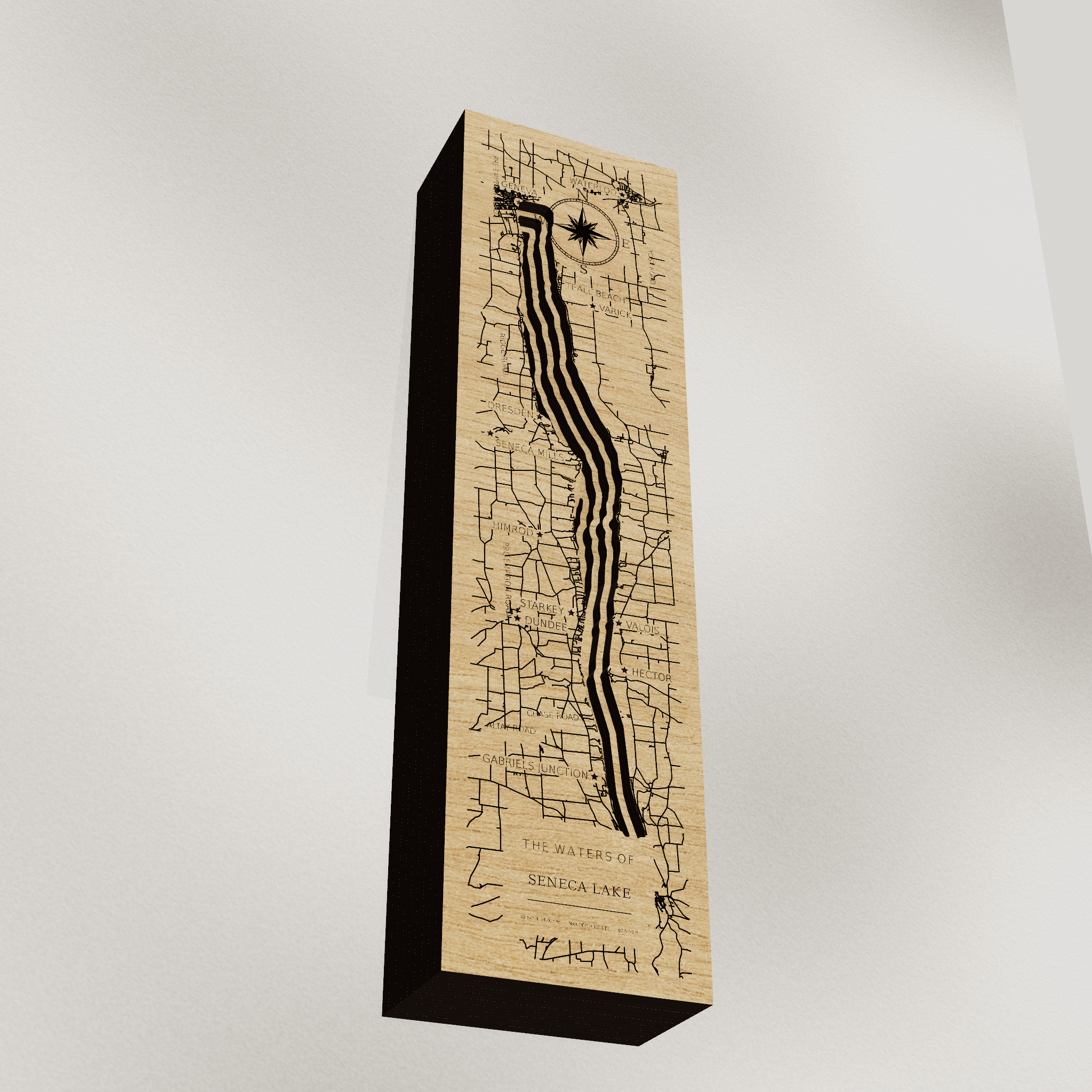 Seneca Lake map, angle low view