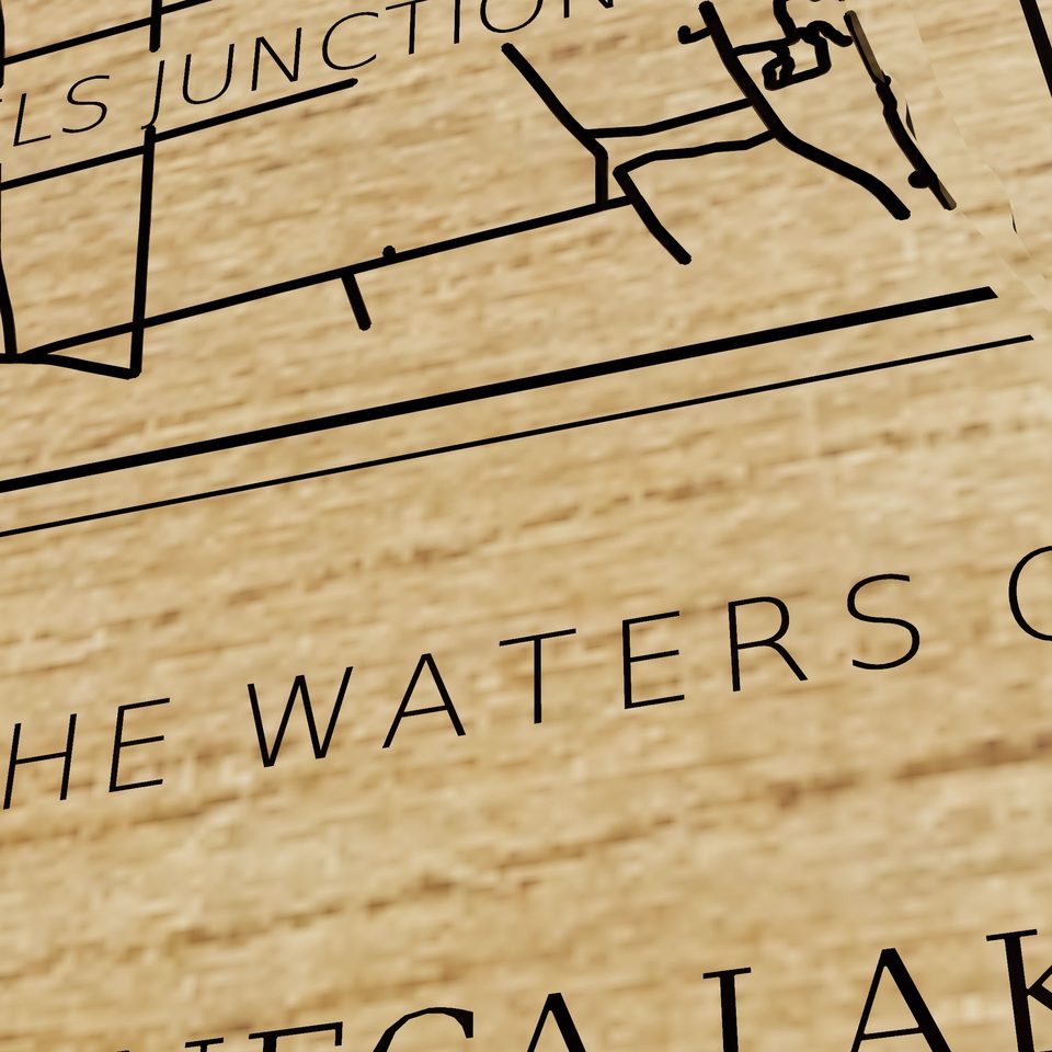 Seneca Lake 3D wood map, title view