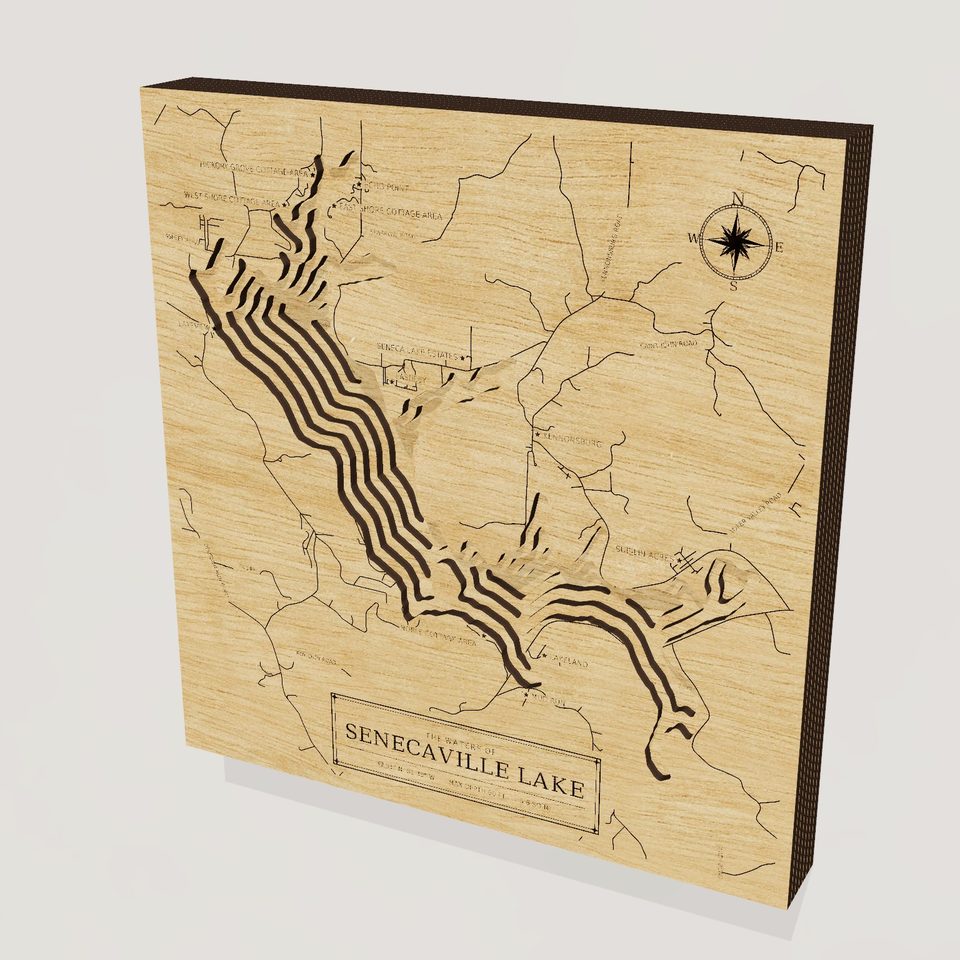 Senecaville Lake 3D wood map, hero view