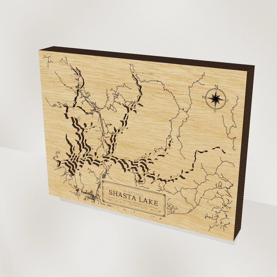 Shasta Lake 3D wood map, hero view