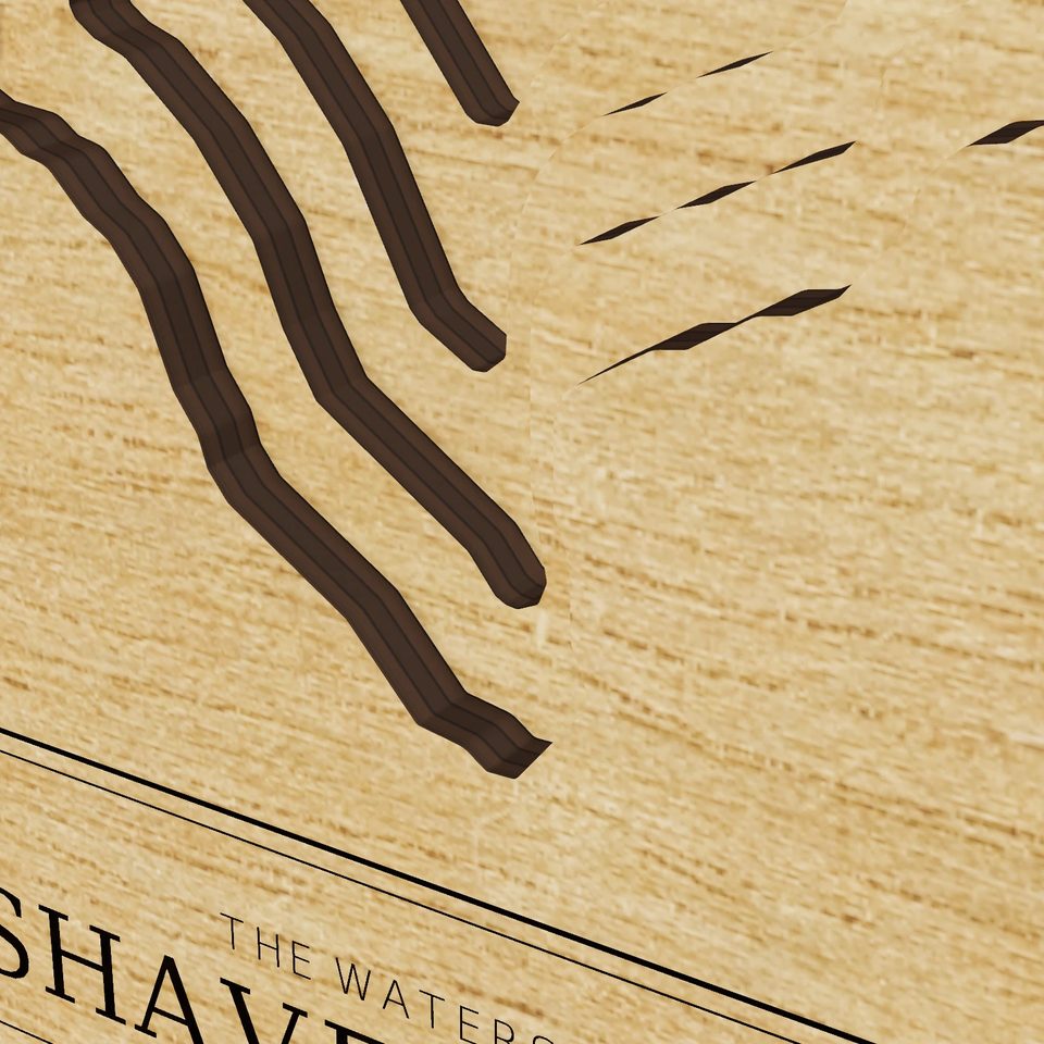 Shaver Lake 3D wood map, detail view