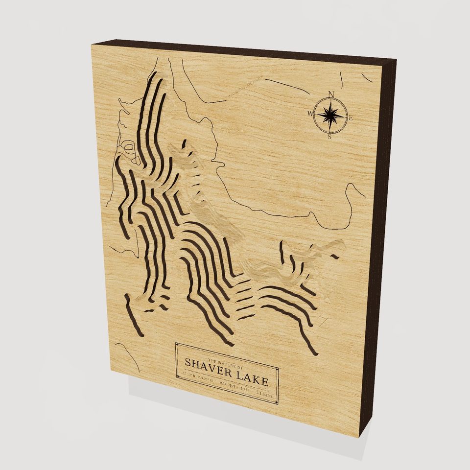 Shaver Lake 3D wood map, hero view