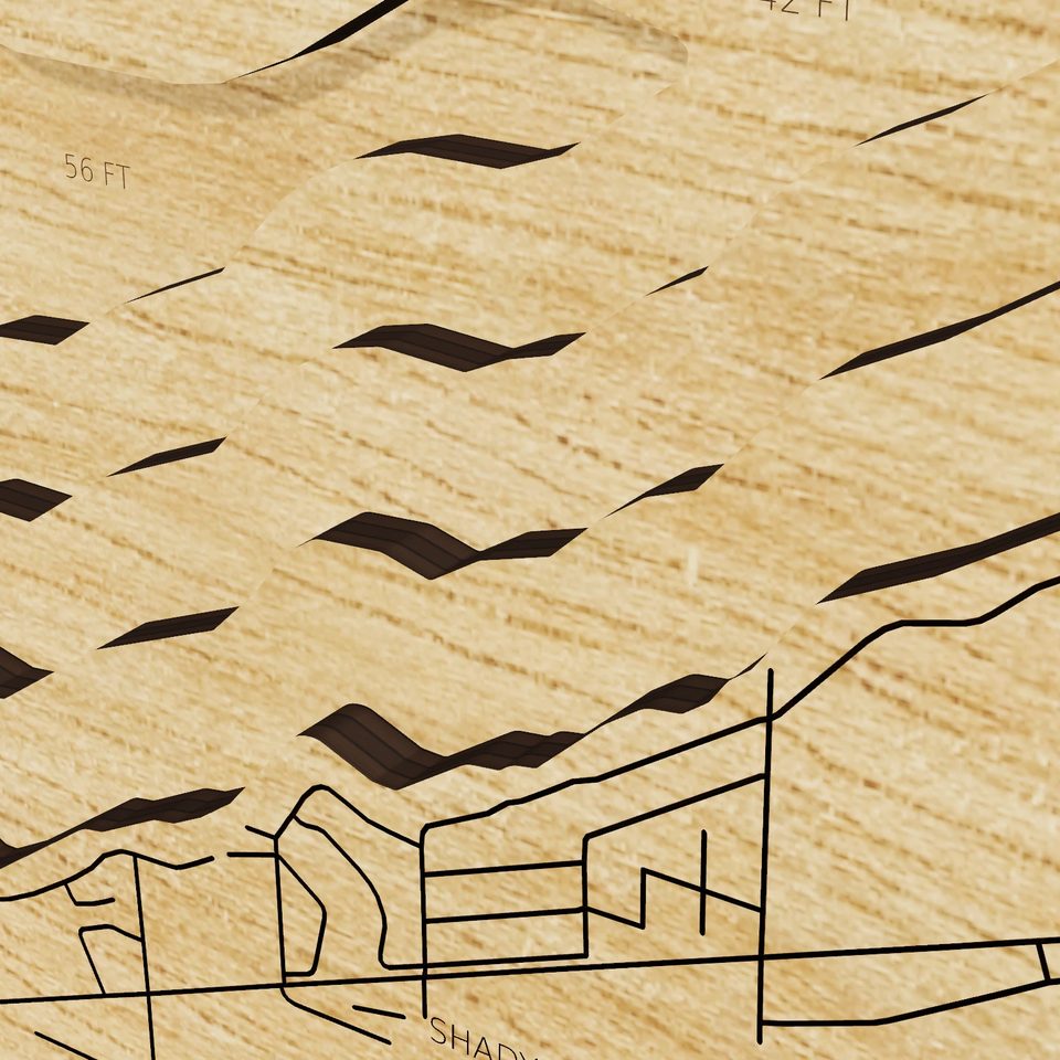 Shawano Lake 3D wood map, detail view
