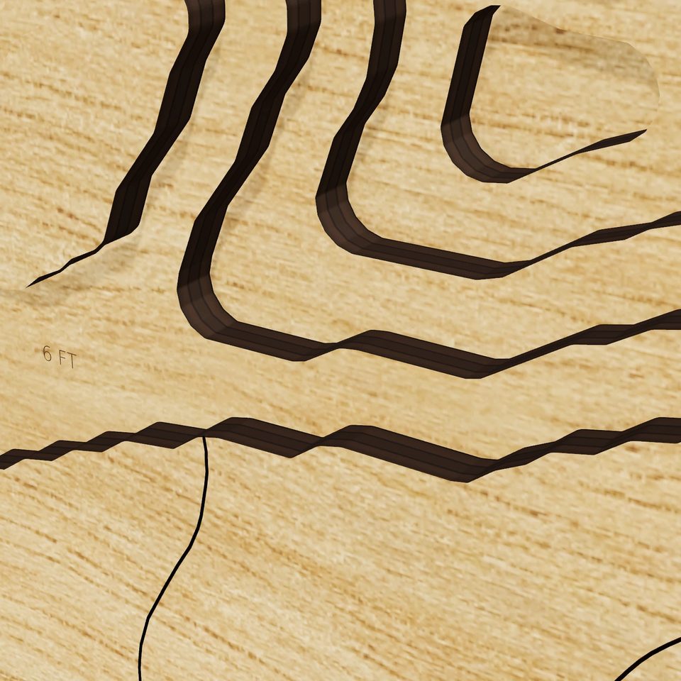 Shawnee Lake 3D wood map, detail view