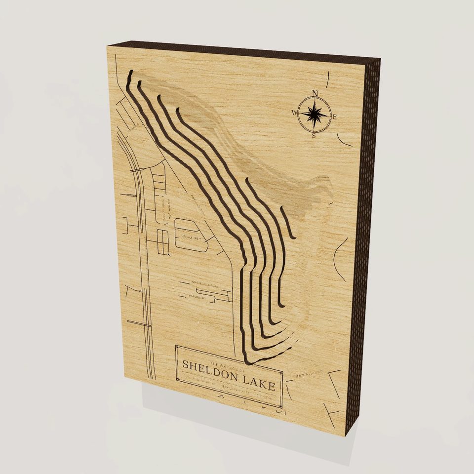 Sheldon Lake 3D wood map, hero view