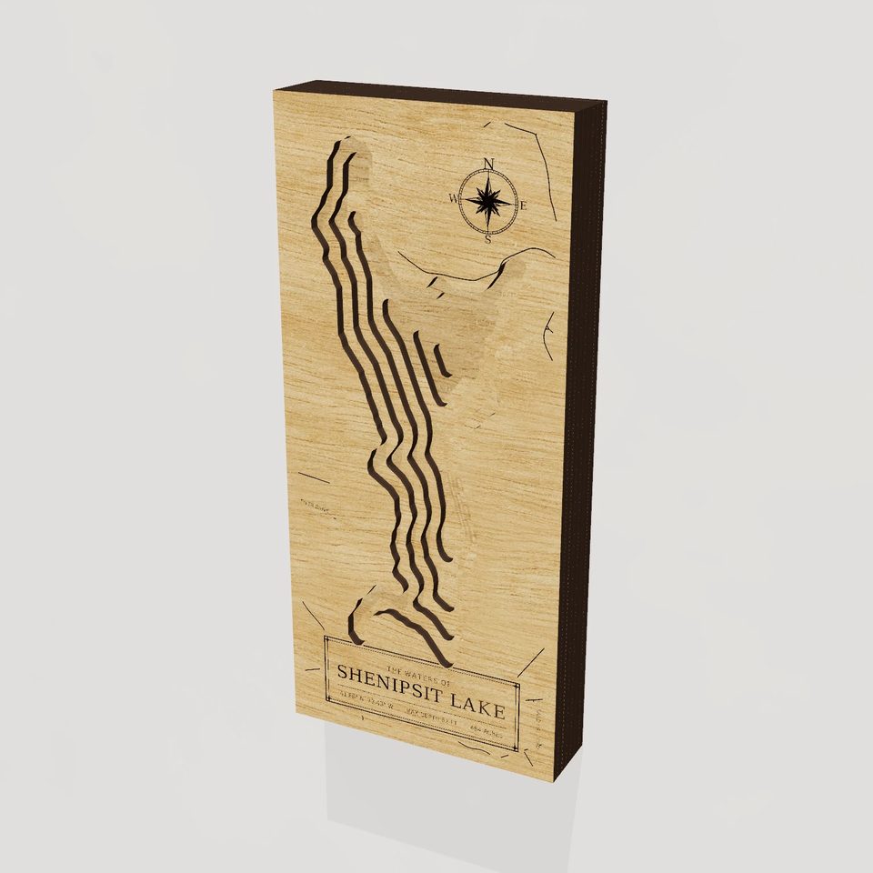 Shenipsit Lake 3D wood map, hero view