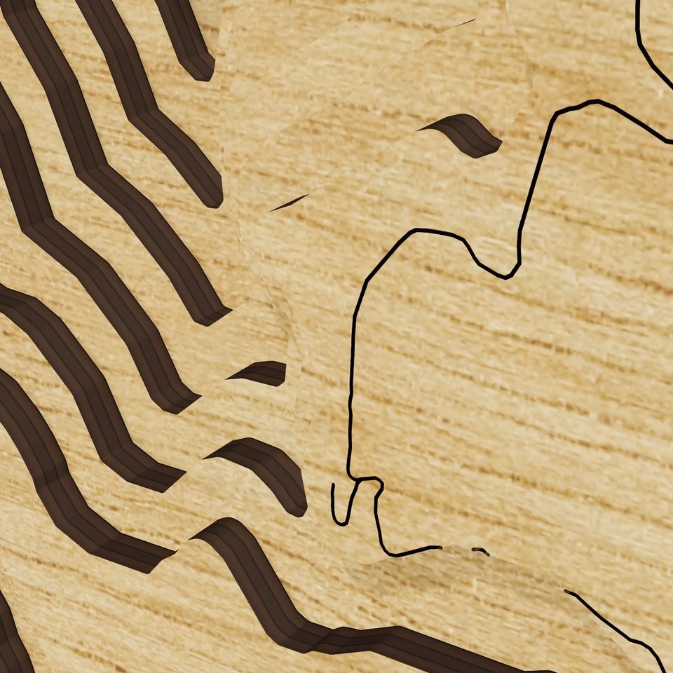 Siltcoos Lake 3D wood map, detail view