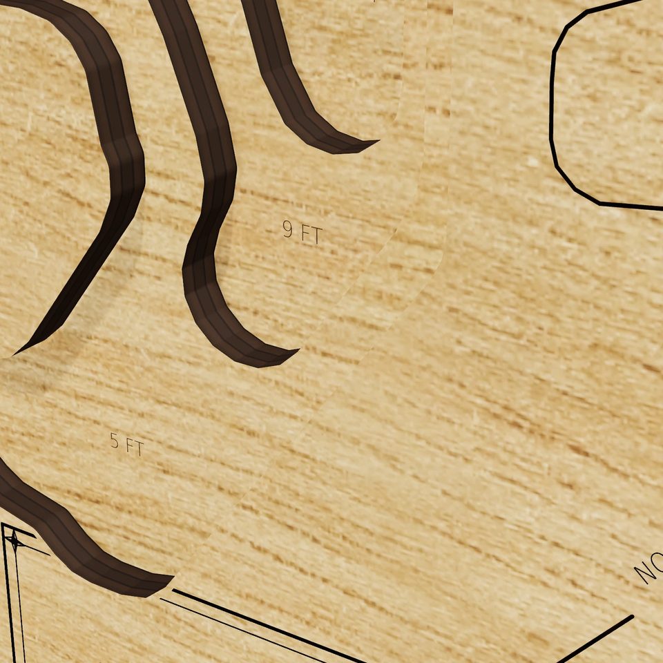 Silver Lake 3D wood map, detail view