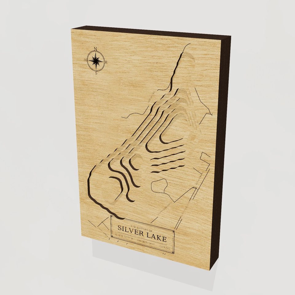 Silver Lake 3D wood map, hero view