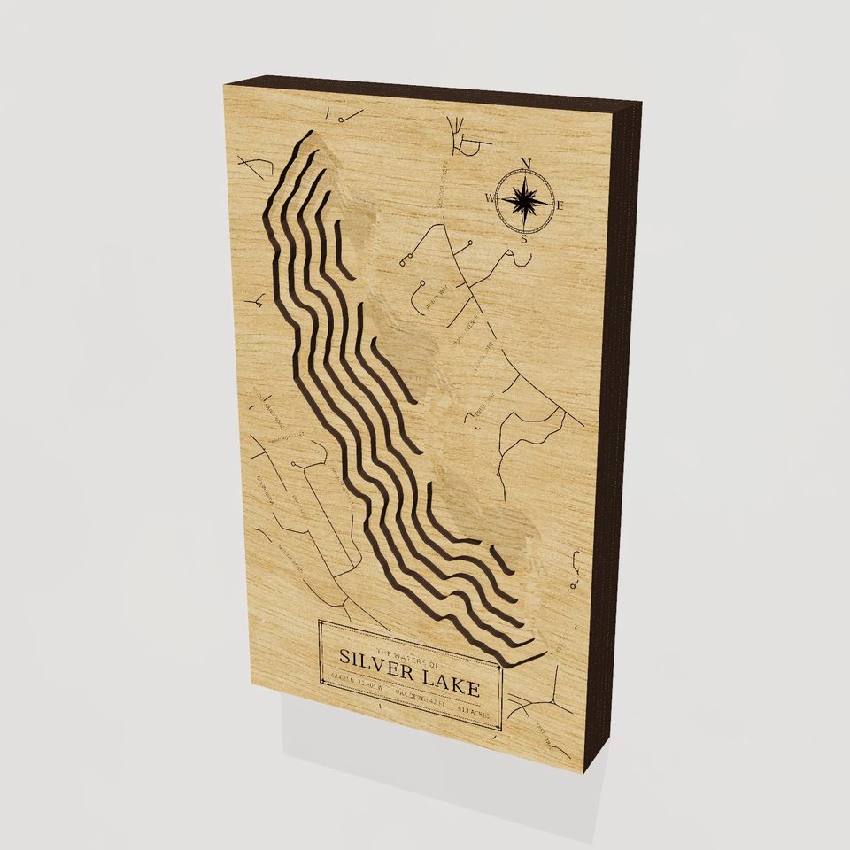 Silver Lake 3D wood map, hero view